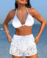 Parthenia - Elegant Plain Lace Bikini
