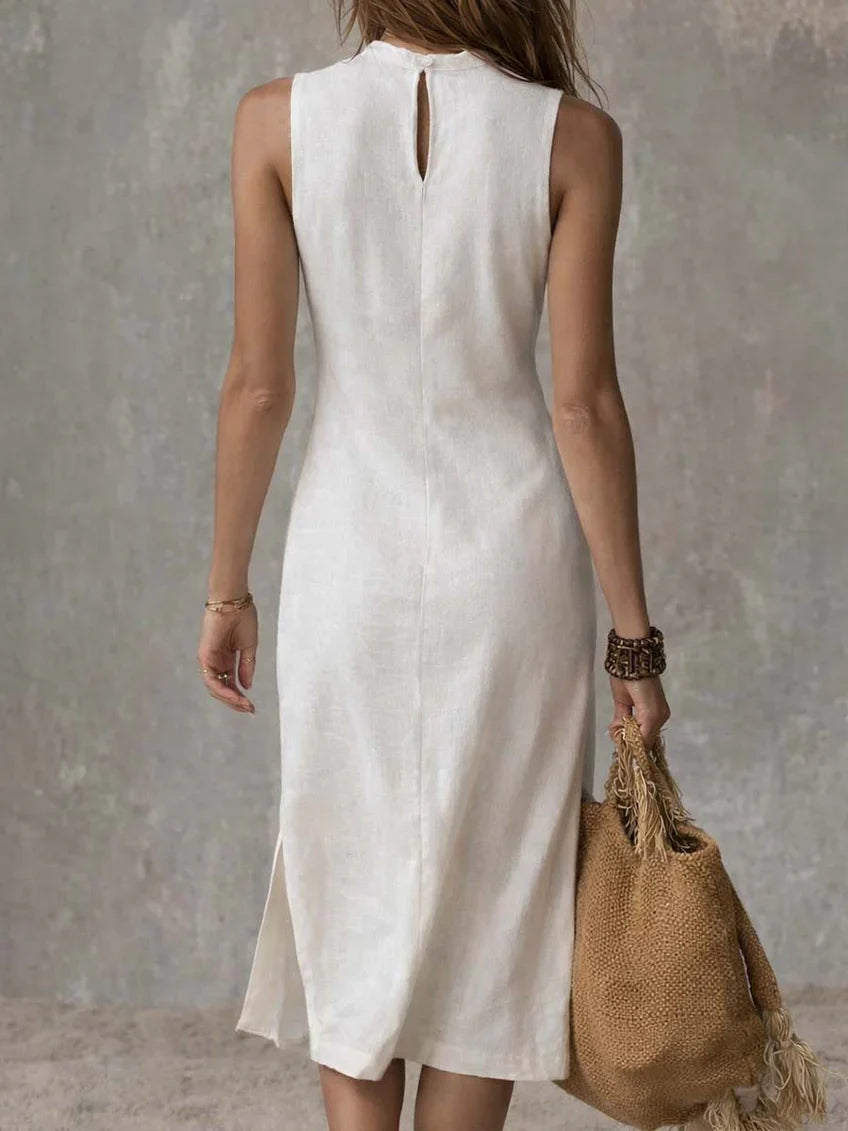 Tilda – Ribbed Midi Dress with Side Slit Elegance