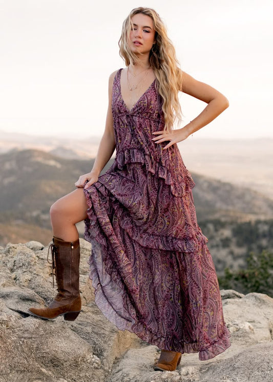 Hadleigh Dress In Multi Paisley