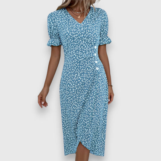 Tessina  Elegant Floral Dress Blue