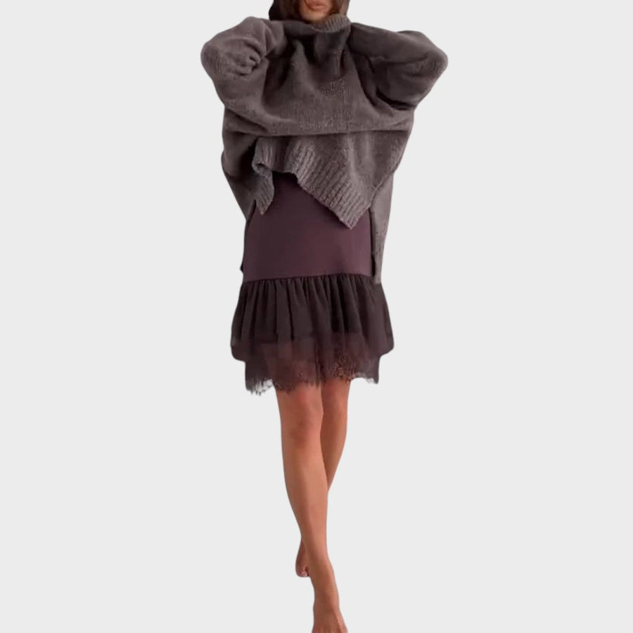 Bonnie – Oversized Knit and Lace Dress Set