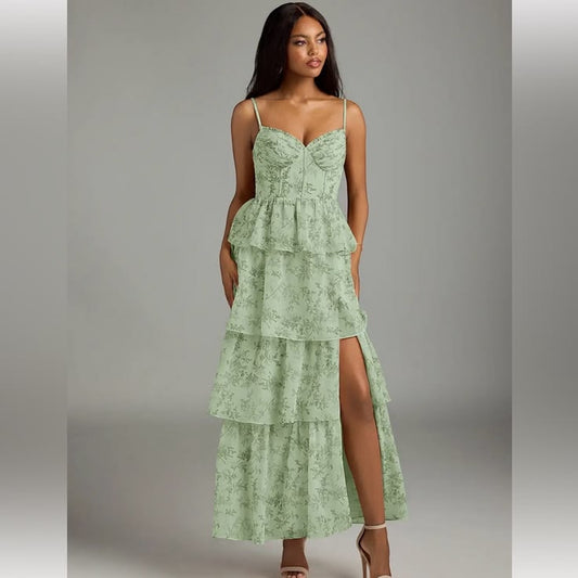 Dress Mint Green Tiered Maxi Dress Color: Green Size: 4