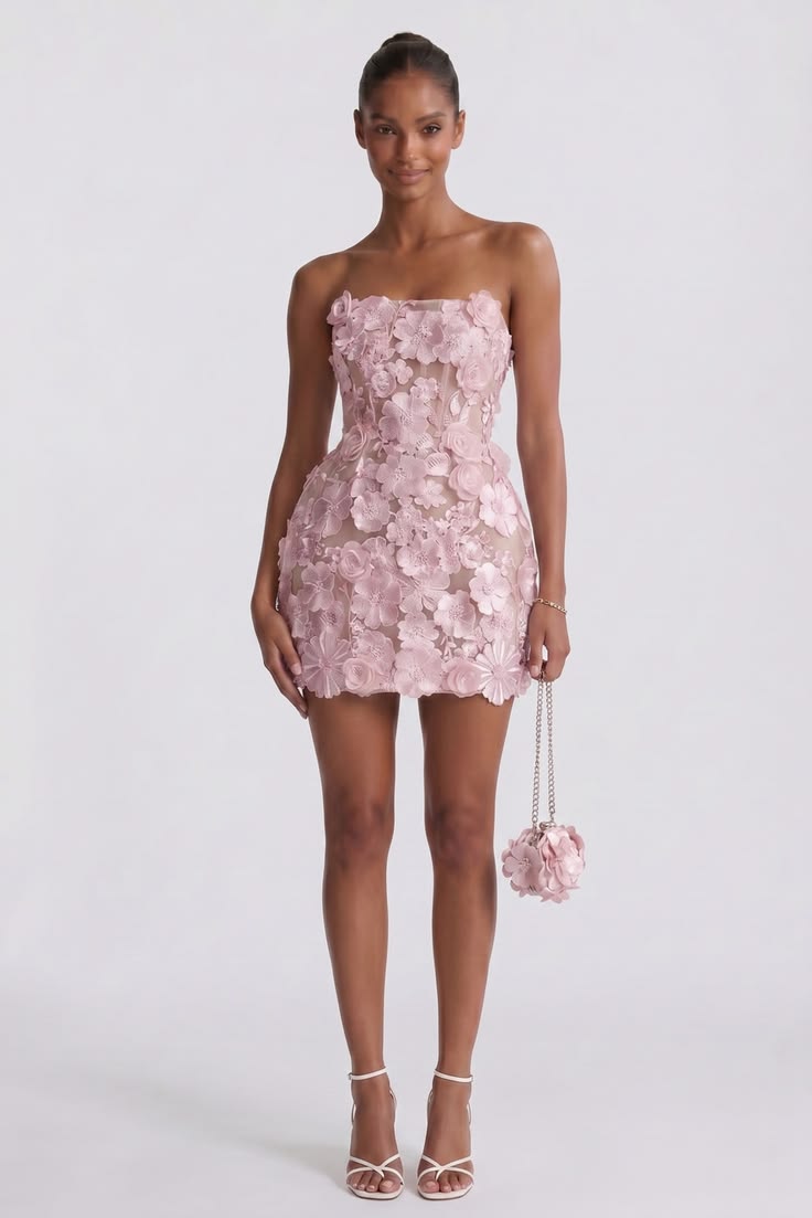Chic Sheath Column Mini Lace Strapless Cocktail Wedding Guest Dress