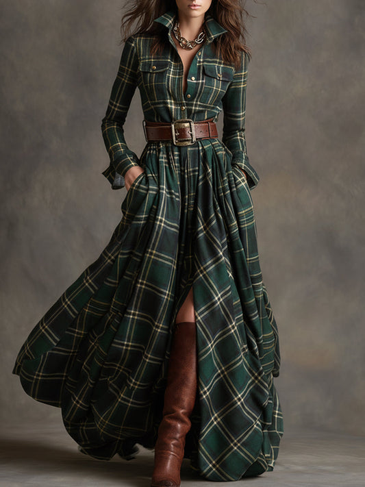 Ashlyn - Belted Shirt Dress for Timeless Elegance – Green