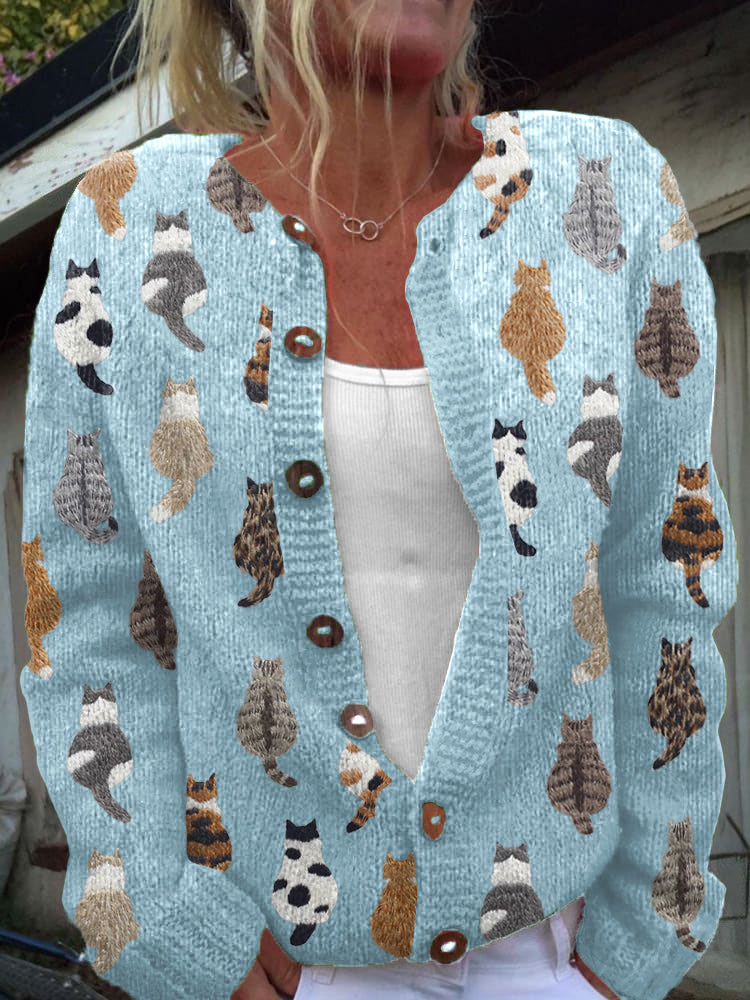 Goldie - Cat Print Relaxed Cardigan