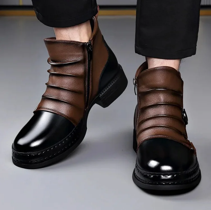 Wesley – Two-Tone Leather Ankle Boots