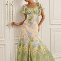 Green Elegant Women's Floral Dress