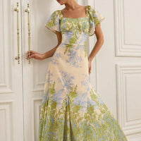 Green Elegant Women's Floral Dress
