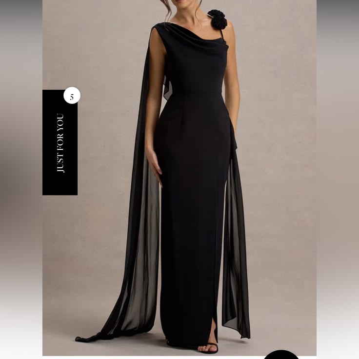 Club L London Dress Club L London One Shoulder Black Gown Color: Black