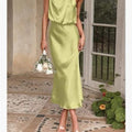 Amazon Dress Amazon Lime Green Sheath Maxi Dress Cowl Neck Sleeveless