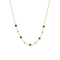 Gold Emerald Geometric Station Necklace