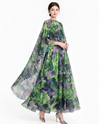 Printing Dress Sling Shawl 2pcs Set