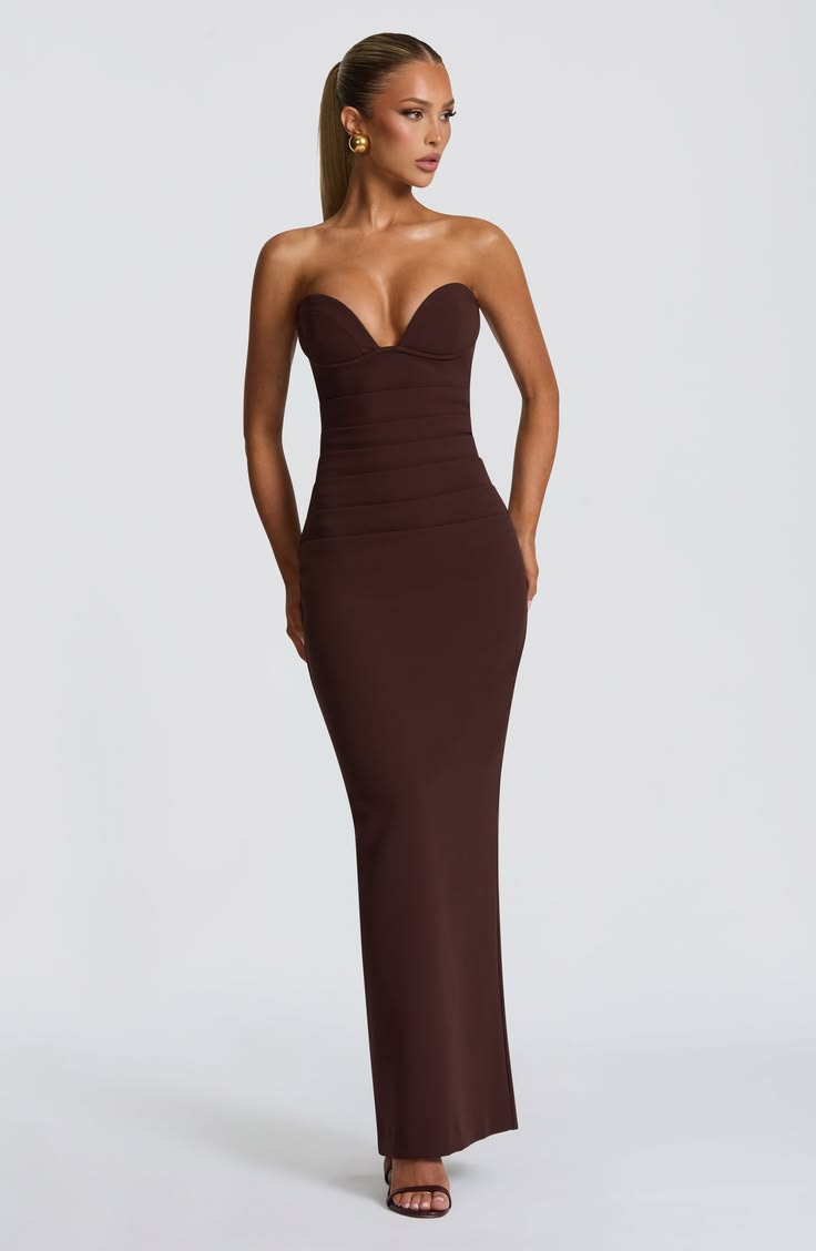 Lindsey Maxi Dress Plum Brown