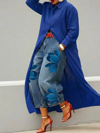 Maud - Shirt Dress and Floral Jeans Set