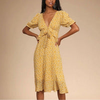 Dress Nwt Anything Lovelier Yellow Floral Print Tiered Midi Dress