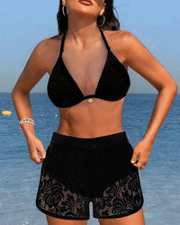 Parthenia - Elegant Plain Lace Bikini