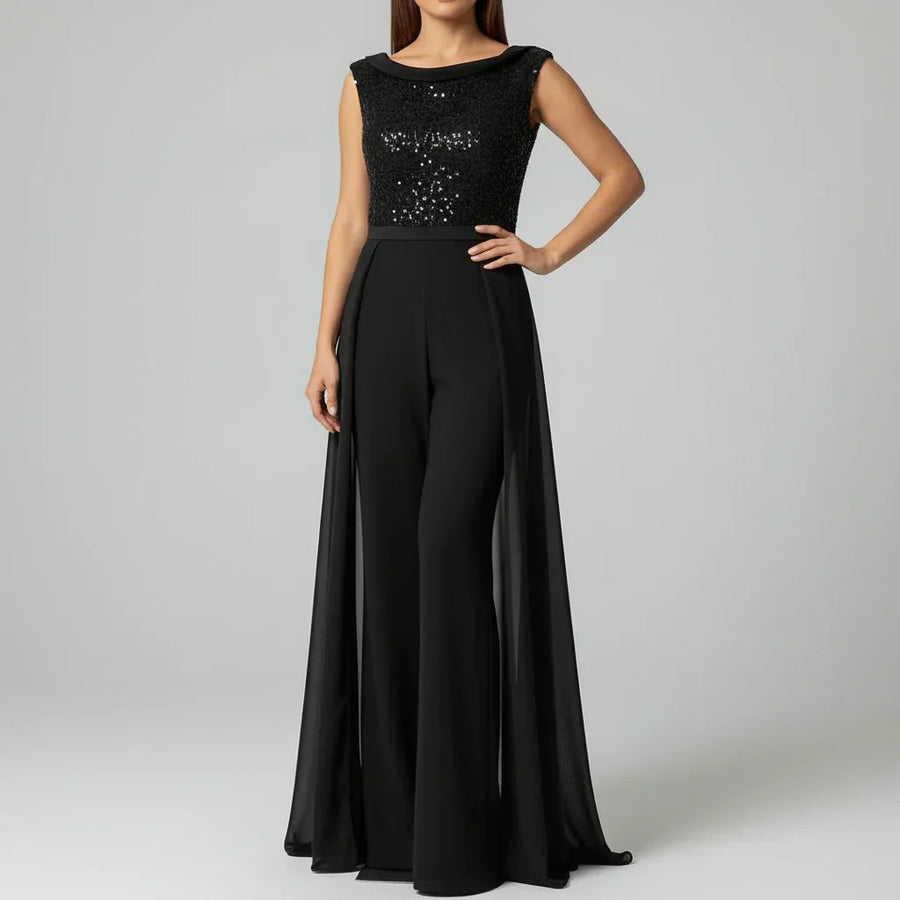 Fallon - Textured Tulle Evening Jumpsuit