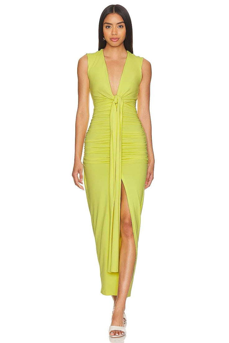Tie Front Gathered Dress
