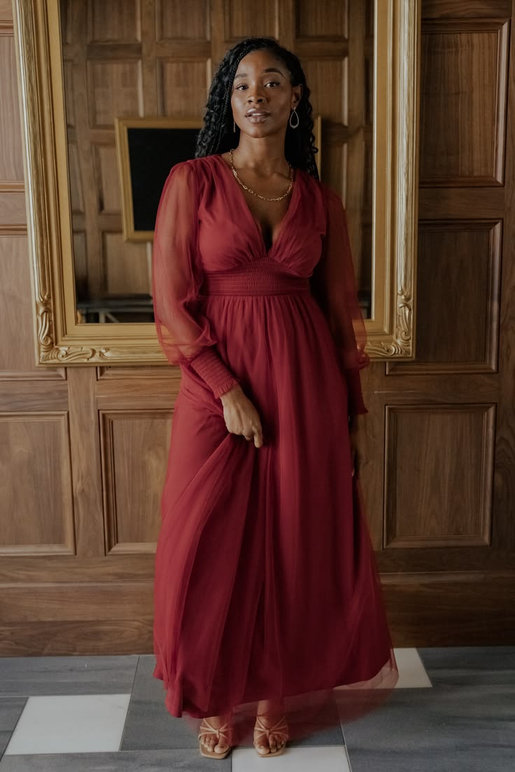 Layla Tulle Maxi Dress Terracotta