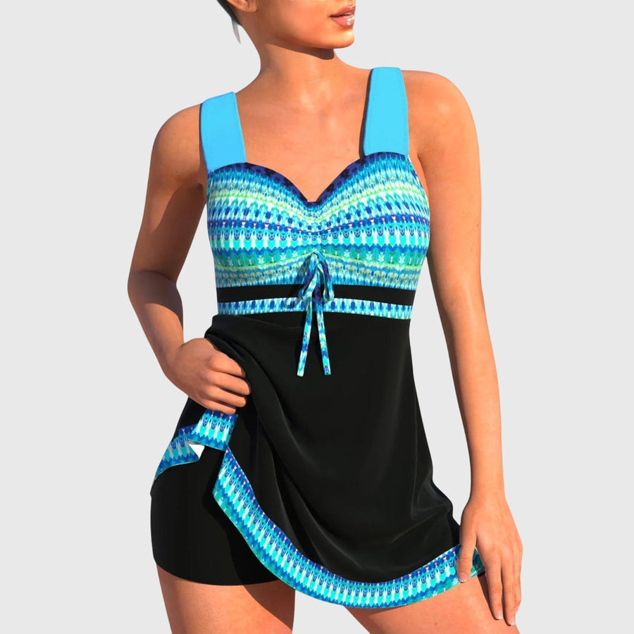 Ashley | Womens Patterned Tankini Swimsuit Set Blue