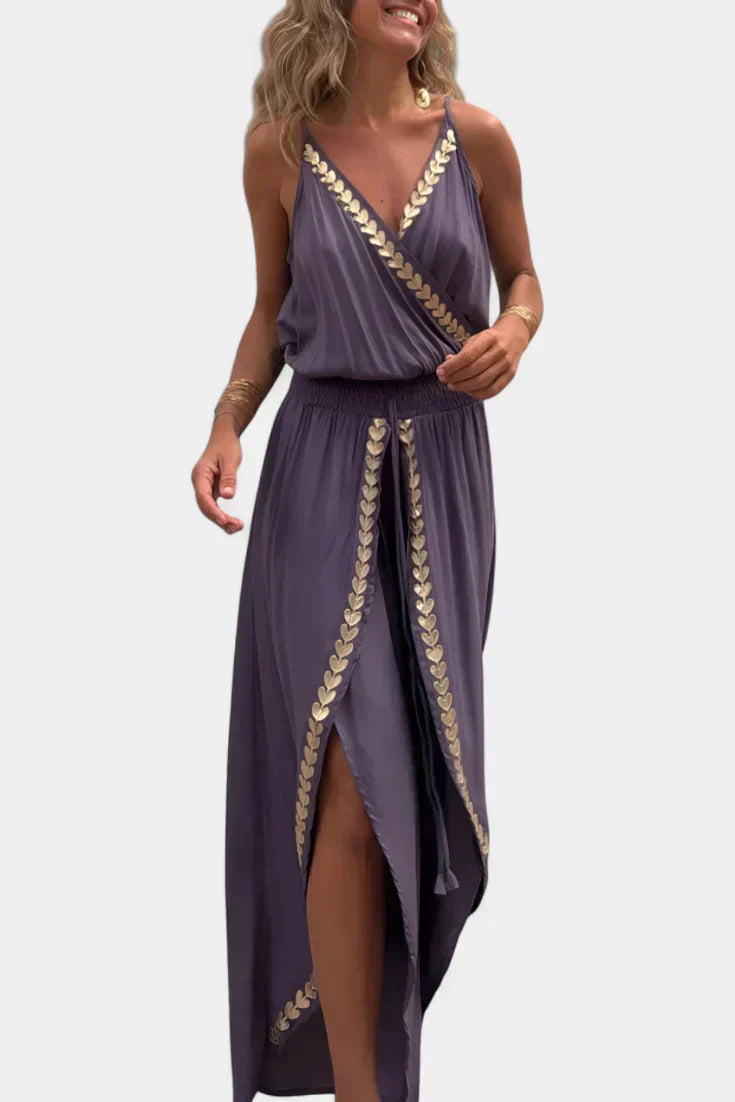 Lavinia – Open Back Elegant Jumpsuit with Gold Details