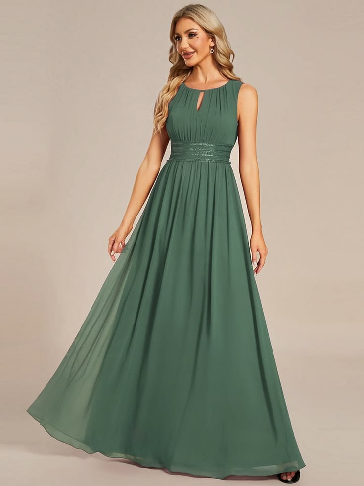 Ever Kalia Simple Sleeveless A Line Chiffon Bridesmaid Dress With