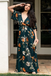 Kia Kimono Maxi Dress Deep Topaz Floral
