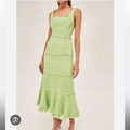 Alexis Skirts Alexis Green Midi Skirt With Tiered Ruffles Color: Green
