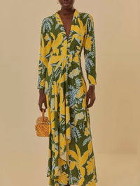 Farm Rio Dress Farm Rio Tropical Long Sleeve Maxi Dress Nwt Color: