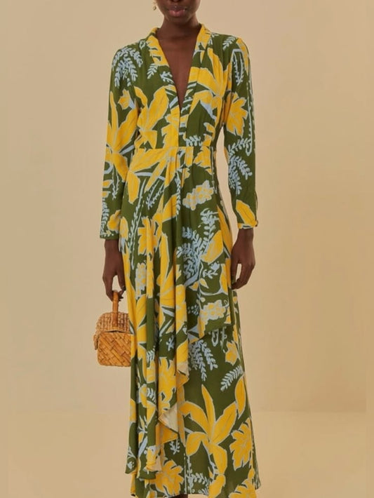 Farm Rio Dress Farm Rio Tropical Long Sleeve Maxi Dress Nwt Color: