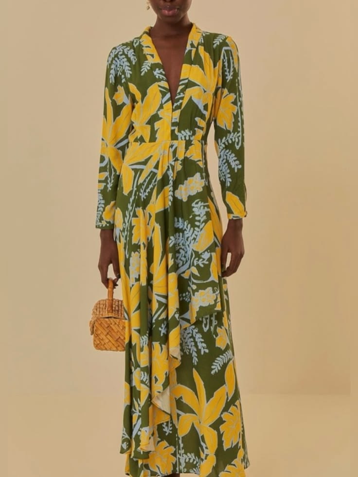 Farm Rio Dress Farm Rio Tropical Long Sleeve Maxi Dress Nwt Color: