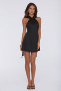 Secret Serenade Satin Mini Dress XL Black