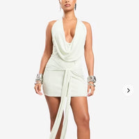 Ego Dress Elegant Mint Green Halter Dress Color: Cream Size: 10