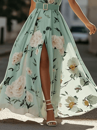 Liora - Light Green Floral Maxi Dress