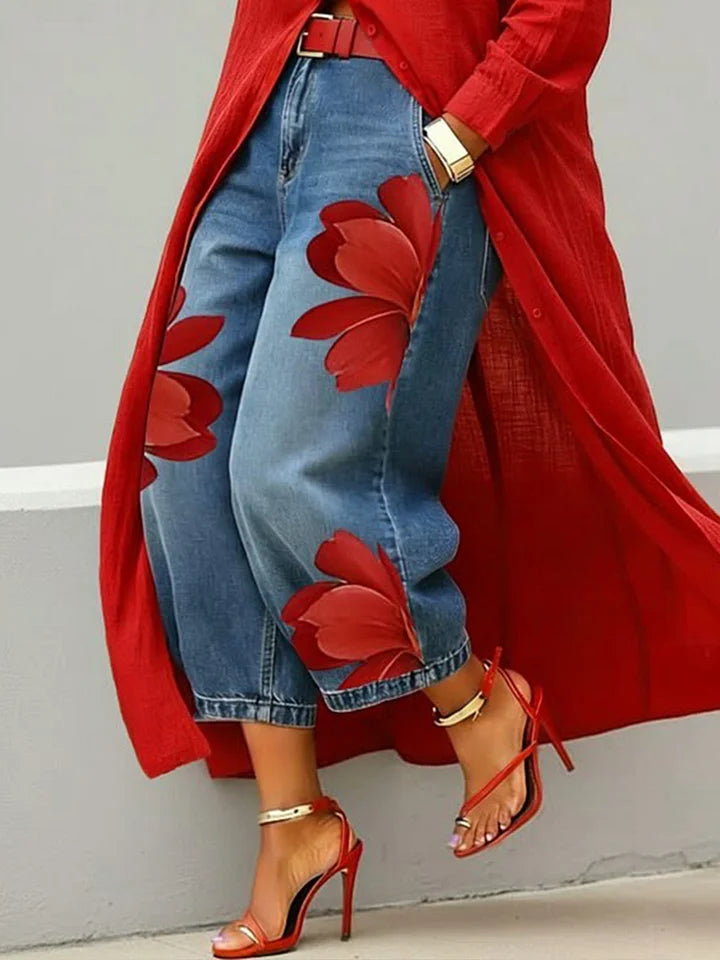 Maud - Shirt Dress and Floral Jeans Set
