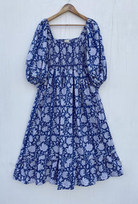 Adorable Blues Color Look Fall Season Long Maxi Dress Square Neckline