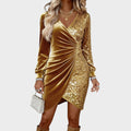 Elsie – Draped Velvet Sequin Dress