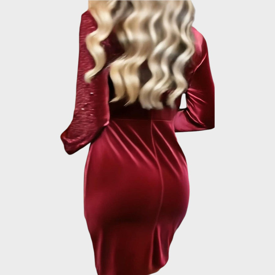 Elsie – Draped Velvet Sequin Dress