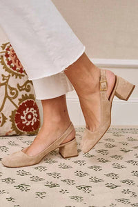 Amalia – Square-Toe Buckle Slingback Chunky Heels