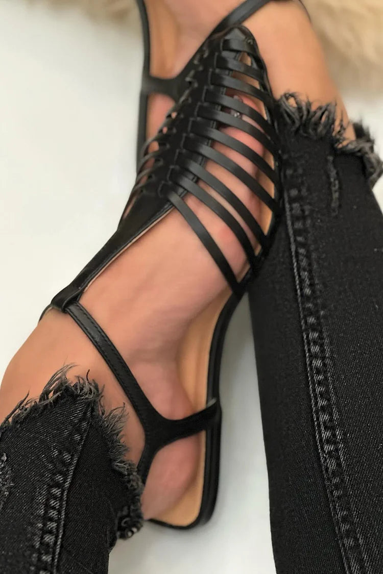 Tabitha – Pointed-Toe T-Bar Cut-Out Sandals