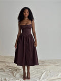 Dress Tatiana Rich Brown Midi Sundress Color: Brown Size: S