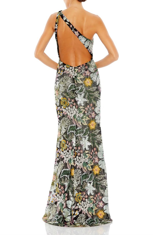 Embellished Floral One Shoulder Gown (Women)
