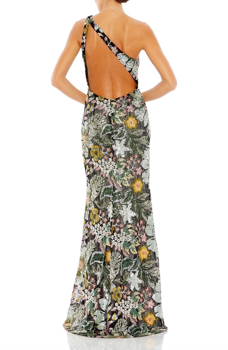 Embellished Floral One Shoulder Gown (Women)
