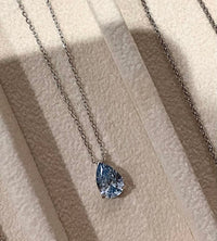 Ice Blue D Teardrop Necklace