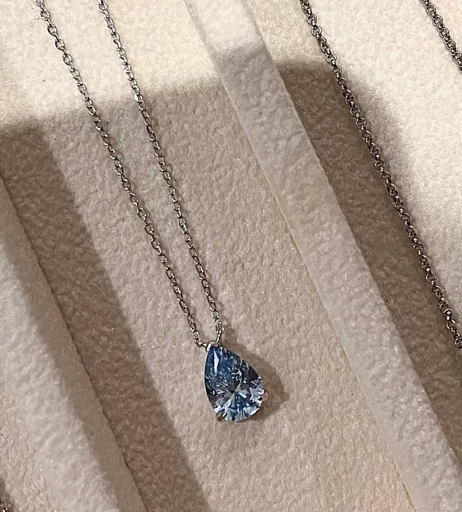 Ice Blue D Teardrop Necklace