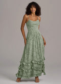 Azazie A-Line Sweetheart Ankle-Length Floral Burnout Bridesmaid Dresses - Agave