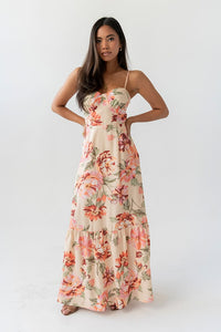 Beige Maysen Floral Maxi Dress