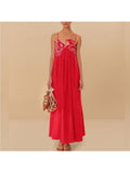 Commense Dress Commense Red White Fish Cotton Midi Maxi Dress Nwt