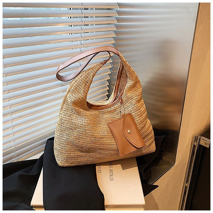 Martina Woven Raffia Shopper Bag