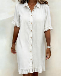 Georgie - Flattering Ruched Denim Dress